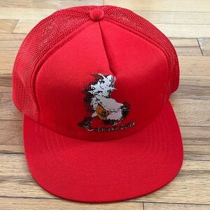 VTG 80s Chicken Quick Trucker Snapback Hat Foam Mesh Cap 90s Cartoon Football